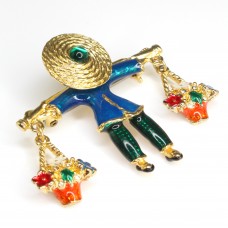 brosa vintage " Chinoiserie ". email champleve. Franta. cca 1980 brosa vintage " Chinoiserie ". email champleve. Franta. cca 1980